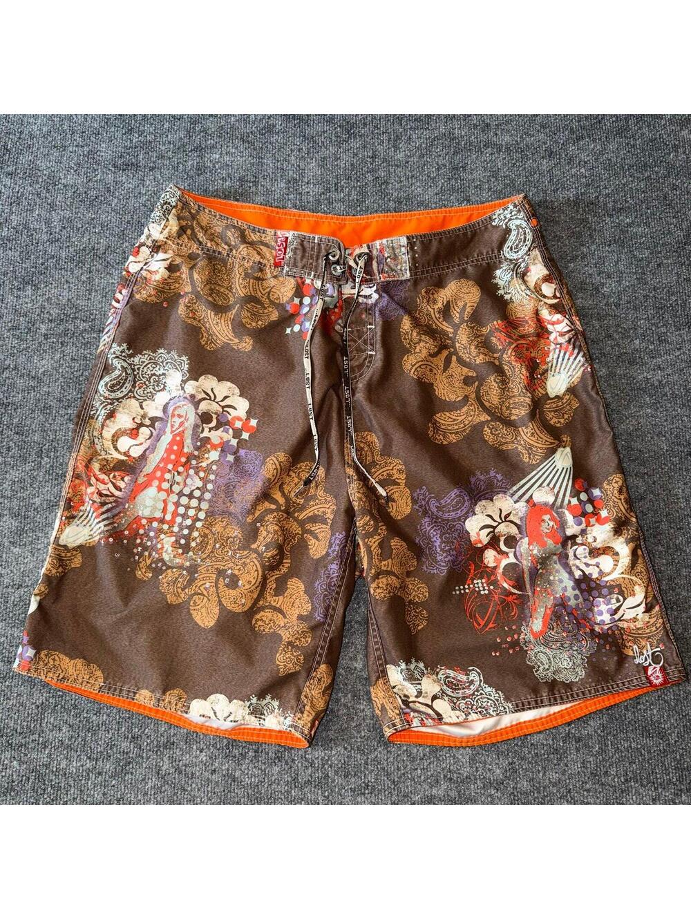 LOST Enterpises Floral Surf Board Shorts Mens LG 34 VTG Y2K 90s Rare